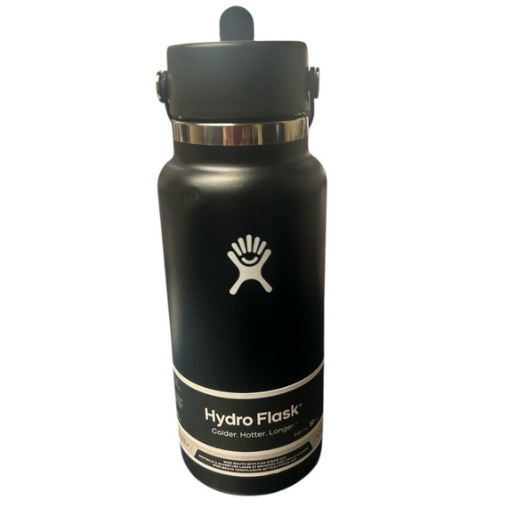 Hydro Flask Other - Hydro Flask 32 oz Wide Mouth Flex Straw Cap Black Insulated Bottle